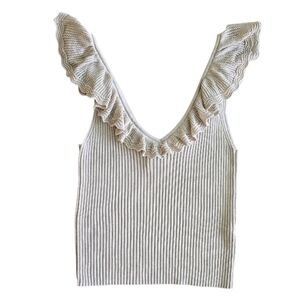 GAP Cream Ruffle Knit Tank Top